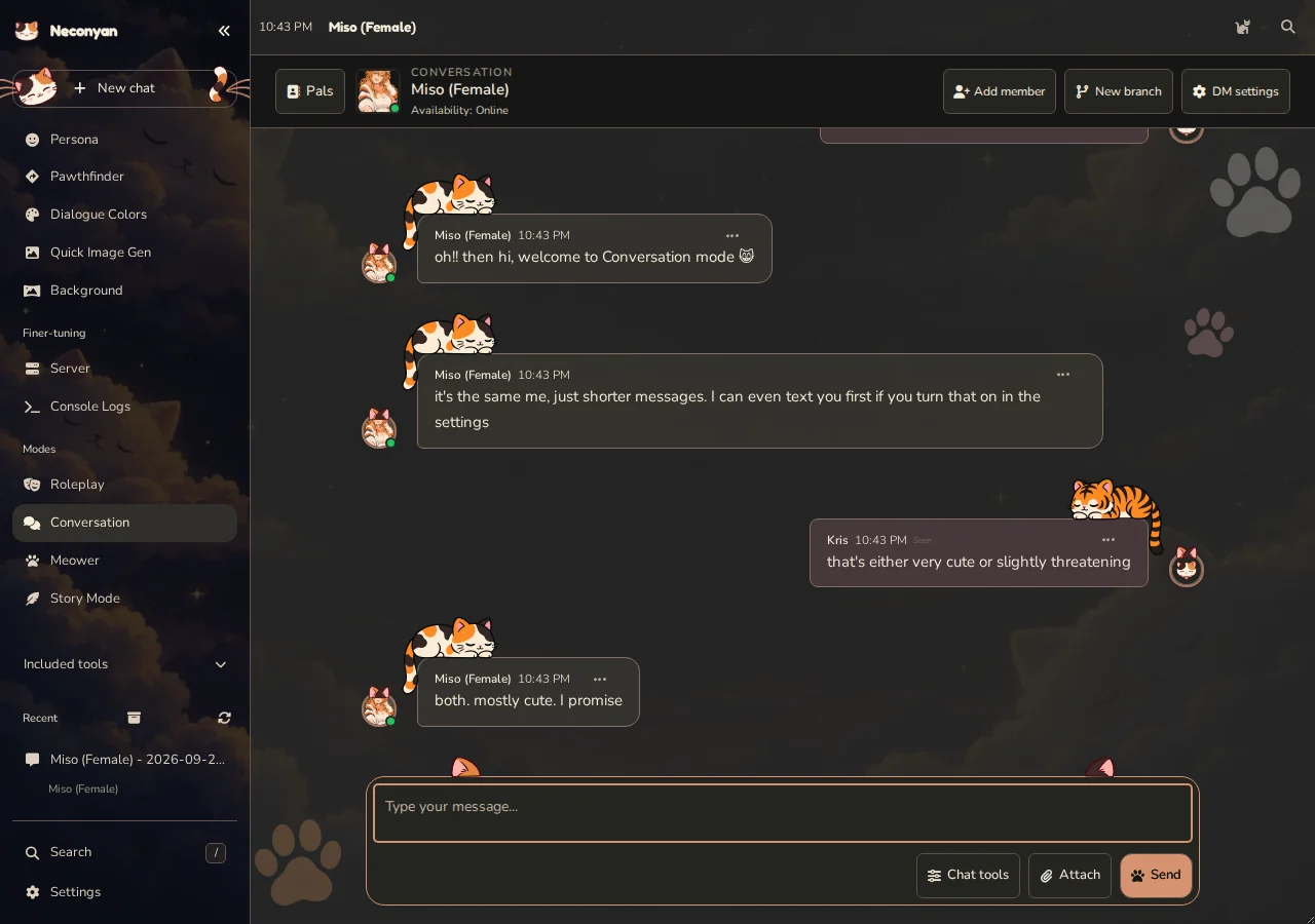 Conversation mode on a desktop