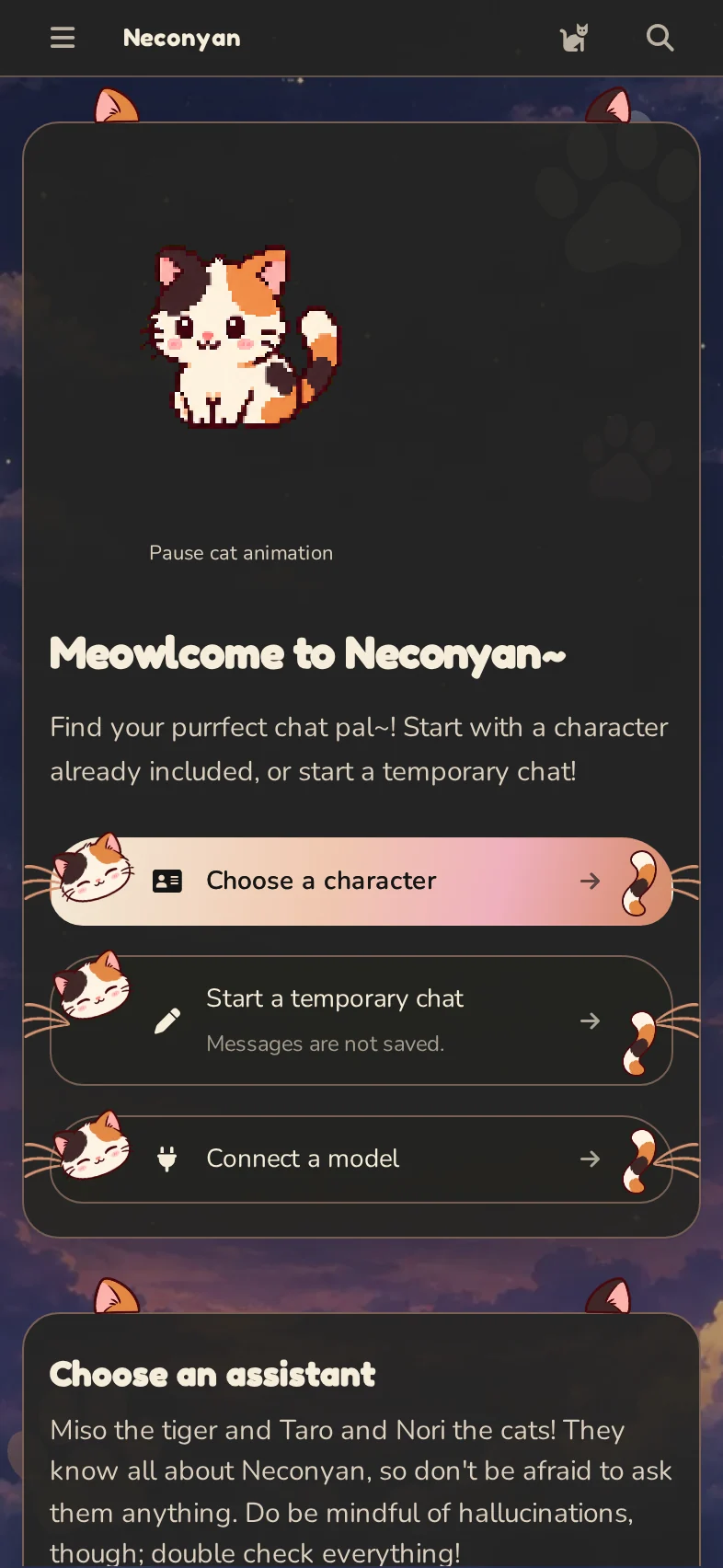 Neconyan Home on a phone