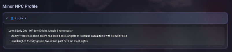 Minor NPC Profile