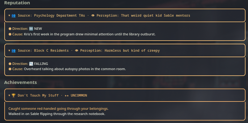 Reputation & Achievements