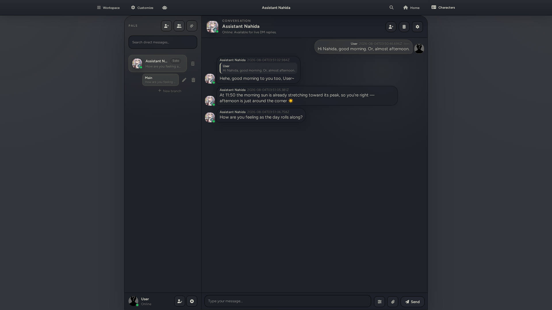 SillyBunny desktop Conversation Mode